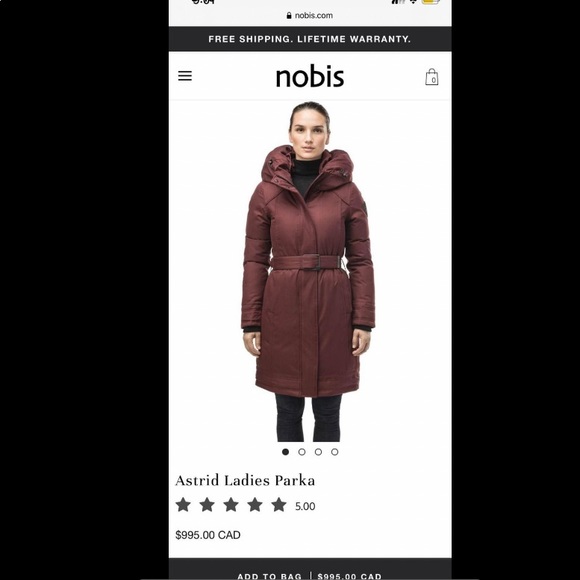 Nobis Wine Color Astrid xxs Winter Jacket - Picture 4 of 4